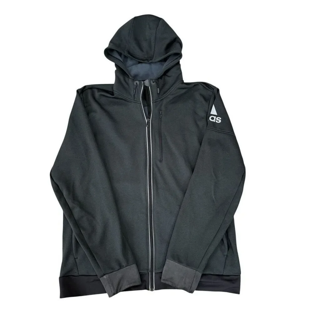Adidas men’s charcoal grey full zip hooded sweatshirt size XL
